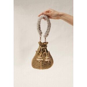 RAMLA Leyla Golden Bloom Beaded Pearl Clutch Handbag – Brand New $325 Retail